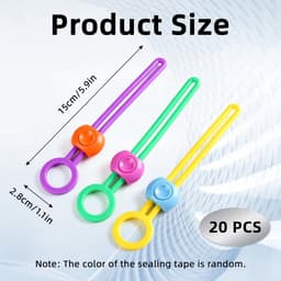 Zakclips - Voedsel Sluitstrips - Keuken Organiseren - Elastisch Ringontwerp - 20 Stuks - Willekeurige Kleuren — thumbnail 4