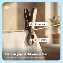 LaundrySpecialist Wasknijpers soft grip - Zwart - 60 stuks - extra lang en stevig - wasknijpers plastic - wasknijpers kunststof - gekleurde knijpers — thumbnail 3