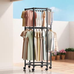 Dubbel Laags Hexagonaal Droogrek met 360 Graden Rotatie en Verplaatsbare Bodem voor Thuis, Slaapkamer en Balkon, Ideaal voor Kleding en Handdoeken — thumbnail 5