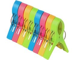 Dailygoods- Strandlaken Knijpers 8 Stuks - Kunststof Klemmen - Zonnebed Klemmen - Tafelkleed Klemmen - Kamperen - Sterk en Duurzaam