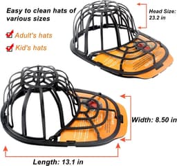 Hoedenwasser voor Baseball Caps – Petten Wasrek voor Vaatwasser – Cap Washer Cage – Beschermt Petten tegen Vervorming – Voor Platte en Gebogen Petten – Zwart — thumbnail 5