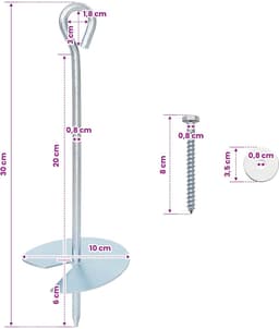 vidaXL - Aardanker - 4 - pcs - Zilverkleurig - Ø10 - x - 30 - cm - Gegalvaniseerd - Metaal — thumbnail 5