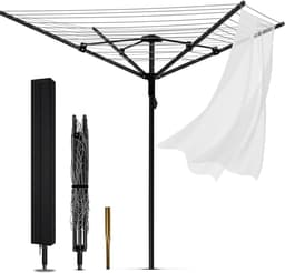 Robuuste Buitenkleding Droogrek met 12 Lijnen en 50 Meter Droogruimte, Verstelbare Hoogte, Vouwbaar Ontwerp voor Wasgoed in de Tuin — thumbnail 1