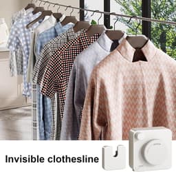 Intrekbare Waslijn - Uittrekbaar Droogrek - Kleding Drogen - Roestvrij Staal - 40 Meter - Wit — thumbnail 5