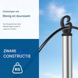 Waslijnpaal - Waslijnsteun Droogrek - Buiten Was Drogen - Zes Uitschuifbare Stangen - 1000 cm - null — thumbnail 4