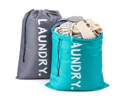 BOTC Waszakken - 60*90cm Waszak Groot - Set van 2 stuks - Waszak Wasmachine - Laundry bag - Blauw en Grijs