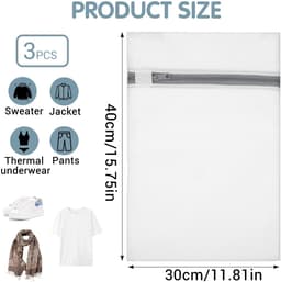 Dailygoods- Waszak 3-delig - Wasnet voor Wasmachine - Waszak met Ritssluiting - Fijnmazig Net - 30x40 cm - Ademend en Scheurvast — thumbnail 4