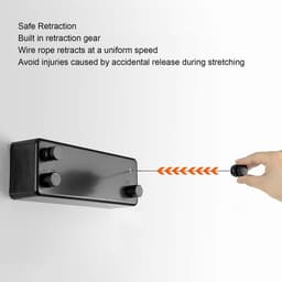 Dailygoods- Waslijn Uittrekbaar 4,2 m - Wanddroogrek - Verstelbaar - Roestvrij Staal - Heavy Duty - Inclusief Plaatschroeven - Drooglijn — thumbnail 2
