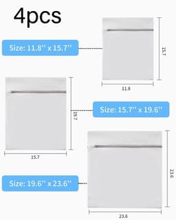 Dailygoods- Waszak 4 Stuks - Grote Waszak - Waszakken voor Wasgoed - Opbergtas voor Kleding - Duurzaam en Herbruikbaar - Beschermt Kleding - Wasnet — thumbnail 4