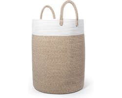 Lemlit Wasmand - Gevlochten Opbergmand met Handvatten 58 L - Speelgoedmand voor Kinderkamer Slaapkamer en Woonkamer - 38 x 50 cm - Wit Bruin — afbeelding 1