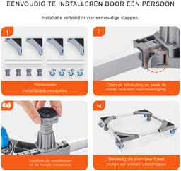Damenzo - Wasmachine verhoger - Koelkast verhoger - Draagvermogen tot 400 kg - Verstelbaar 40,64 tot 68,58cm - Grijs - RVS — thumbnail 2