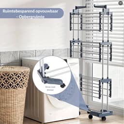 Damenzo - Droogrek - Wasrek - Droogtoren - Droogrek inklapbaar - Droogtoren - 3 Niveaus - Afmeting 125 × 65 × 176 cm - Ijzer — thumbnail 4