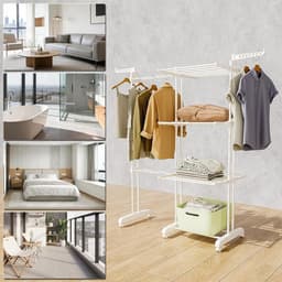 Droogrek Torenmodel - Wasrek Inklapbaar - Kleding Drogen - Uittrekbaar Ontwerp - 66-130 cm Breed - Wit — thumbnail 4