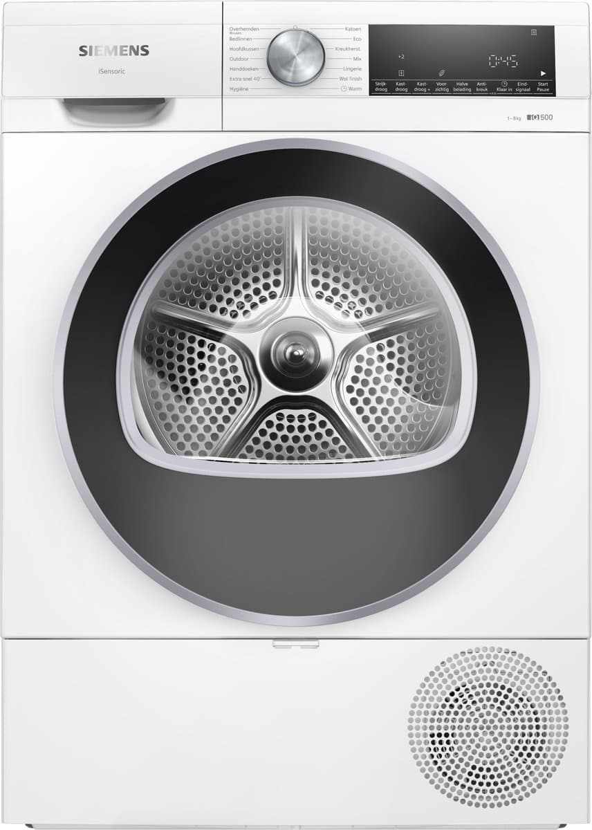 Siemens WQ33G1DANL IQ500 – Wasdroger - Warmtepompdroger - 8 kg - Auto Dry droogt automatisch tot de gewenste droogtegraad - Wit — afbeelding 1