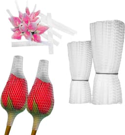 Fruit Beschermzakjes - Netzakken Rozen - Bloemen Verpakken - Sterke Elasticiteit - 300 Stuks - Wit — thumbnail 1