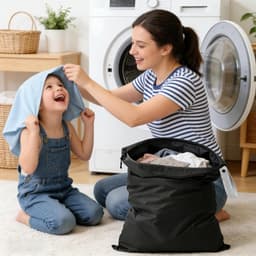 Set van 2 Waterdichte Waszakken met Rits, Vouwbare Waszak voor Kamperen en Reizen, 60 x 45 cm en 55 x 35 cm, Ideaal voor Vuile Kleding en Organisatie — thumbnail 4