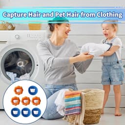 8 stuks haarvangers wasmachine, anti-haren wasmachine voor kleding en beddengoed, vermindert klitten, wasbal, pluisfilter voor het verwijderen van dierenharen (oranjeblauw) — thumbnail 2