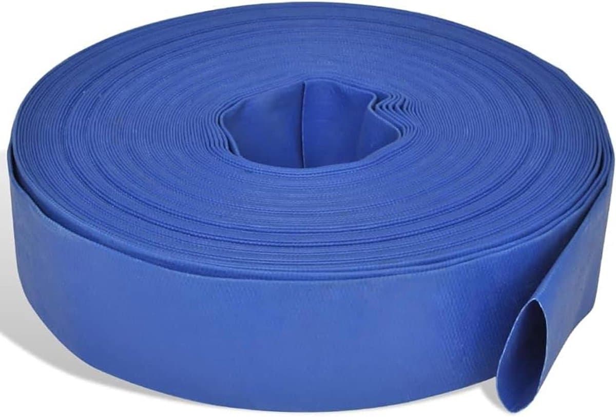Brandslang - Waterslang 50 Meter - 1 Inch (25 mm) - Blauw - Platte Afvoerslang voor Waterpomp - Versterkt Polyester & PVC - 3 Bar Werkdruk — afbeelding 1