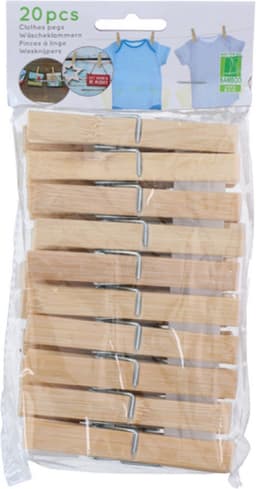 Bamboe wasknijpers - 20x - hout - 9 cm — thumbnail 2