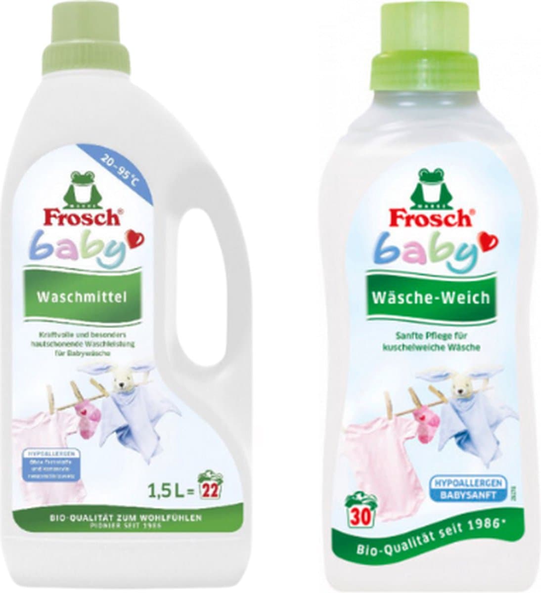 Frosch Baby wasmiddel + wasverzachter - Babywas - Hypoallergeen - Kamille-extracten — afbeelding 1