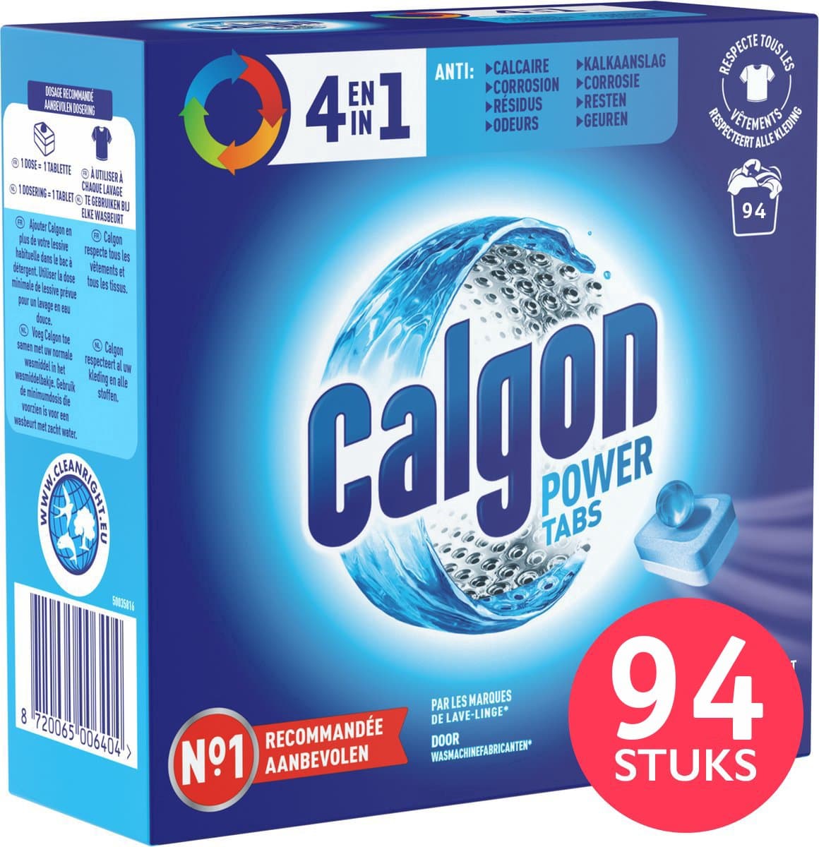 Calgon - 4-in-1 - PowerTabs - Wasmachinereiniger en Antikalk - 94 stuks — afbeelding 1