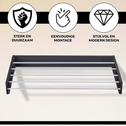 Droogrek toren wasrek - grote capaciteit 178 x 170 x 50 cm - wasdroger uittrekbaar - lengte 66-130 cm - 6 wielen - roestvrij staal folding wall laundry rack — thumbnail 5