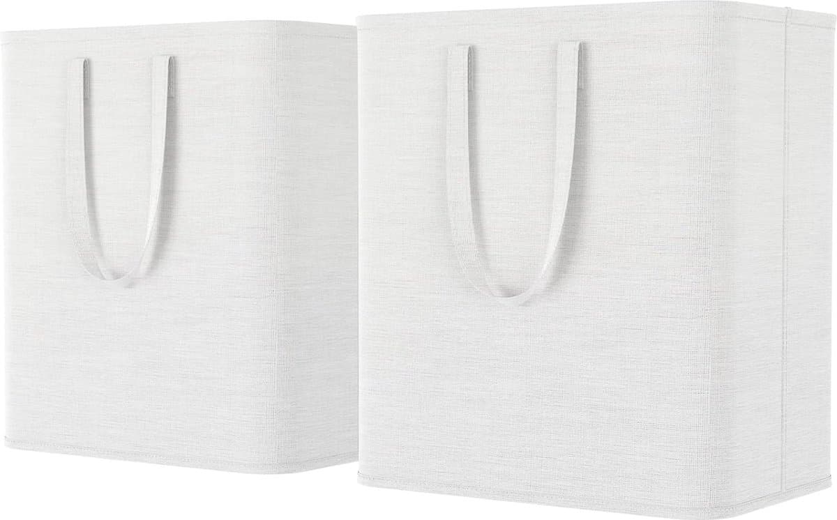 2 stuks wasmand 60 liter waszak, wasbox wasverzamelaar wasverzamelaar wasmand wasmanden laundry manden voor appartement, slaapzaal, caravan, waskeuken, wit — afbeelding 1