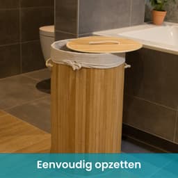 DRESTA Wasmand Kai 57L – Wasmand met Deksel – Wasbare katoenen Waszak – Wasmanden - Opbergmand – Bamboe Wasmand – Handvaten – Opvouwbaar - Natuurlijk Bruin — thumbnail 3