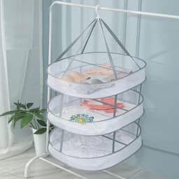 Trui Droogrek Mesh Opvouwbaar plat kledingdrogerrek - Groot Hangend Droogrek - Kleding Drooghanger Draagbaar - Voor Wasgoed Binnen Buiten — thumbnail 2