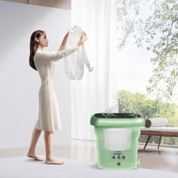 Draagbare mini-campingwasmachine met centrifuge - 45 liter capaciteit - Opvouwbare wasmachine tot 15 KG - Blauwlichtsterilisatie - Ideaal voor ondergoed, sokken, kamperen en buiten — thumbnail 3