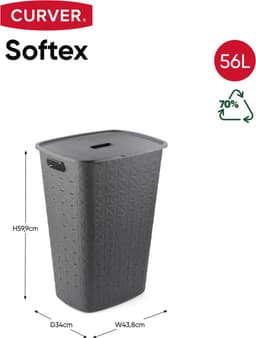 Curver Softex Wasbox - 56L - 43,8x34x59,9cm - Antraciet — thumbnail 2