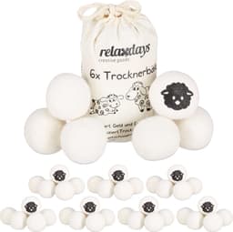 48 x drogerballen XXL - wasdrogerballen schaapwol - dryer balls - wit — thumbnail 1