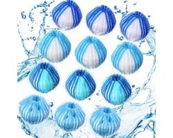 12 Stuks Haarverwijderaar Bollen voor Wasmachine & Droger | Herbruikbare Hond Kat Haarvangers - Blauwe Set – Effectief Pluizen & Haren Verwijderen — afbeelding 1