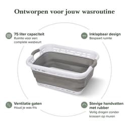 Jubbly® - Wasmand opvouwbaar - Wasbox - Heupwasmand - 75 Liter - Grijs — thumbnail 2