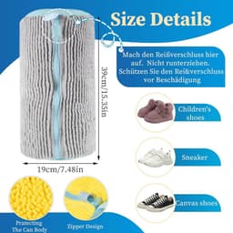 Schoenwaszak voor wasmachine - 2 kleurencombinaties - met ritssluiting - waszak voor gymschoenen, tennisschoenen - geel en grijs — thumbnail 4