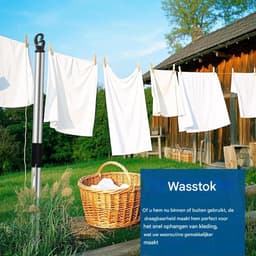 Waslijn Palen - Waslijn Stang - Buitenshuis Drogen - Afneembaar Ontwerp - 2.2 Meter Hoog — thumbnail 5