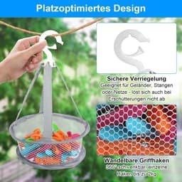Wasknijpers met opbergmand - 50 stuks klemmen - windbestendige kunststof wasknijpers - waslijn en kleerhanger accessoires — thumbnail 4