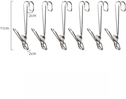 12 stuks - Roestvrijstalen metalen wasknijpers - universele wasknijpers met lange staart - met haken - voor thuis, op reis, sokken en beddengoed - zilver - 11cm — thumbnail 2