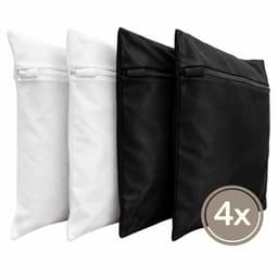 Waszakken Set van 4 – Zwart & Wit – 25x30 cm – Stevige Rits – Beschermt Kleding – Hoogwaardig Polyester - Wasmachine - Donker Wasgoed - georganiseerde bagage - huishoudaccessoires — thumbnail 1