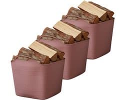 Excellent houseware flexibele kuip / emmer - 3x - roze - 25 l - kunststof - 40 x 35 cm - met handvatten