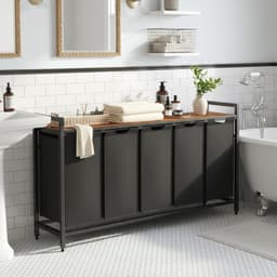 VASAGLE BLH501B01 - Wasmand met 5 Vakken - Afneembare Waszakken - Met Opbergrek en Metalen Frame — thumbnail 3