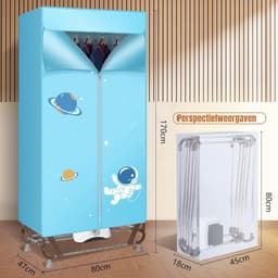 SVN® Elektrisch Droogrek - Droogrek - Droogrek Elektrisch - 150cm Hoog - 1500W - Lichtblauw - ‎80cm x 47cm x 170cm — thumbnail 5