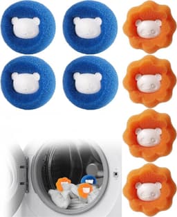 Haarverwijderaar Wasgoed - Pluisballen Wasmachine - Kleding Reinigen - Herbruikbaar Systeem - 8 Stuks - Blauw Oranje — thumbnail 1