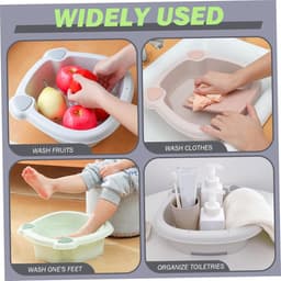 Sink with integrated washboard, non-slip, portable plastic washboard with spacious sink for washing hand clothes, socks, small items — thumbnail 4