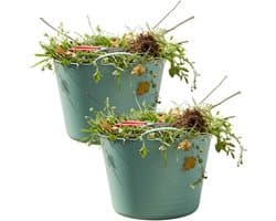 Excellent housewares Flexibele kuip / emmer - 2x - groen - 15 liter - kunststof - 35 x 28 cm - met handvatten