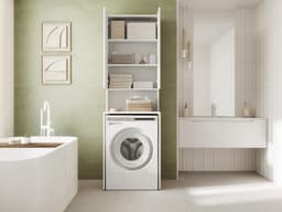 Hoge Kast voor Wasmachine en Wasdroger - Wit - 210 x 65 x 50/25 cm — thumbnail 2