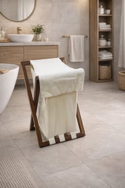 Clarysse - Laundry Basket - Wood/Cotton - 44x71x38cm (LxHxW) — thumbnail 2