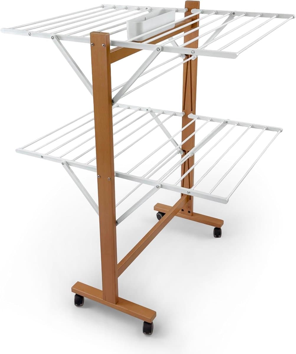 Droogrek Zwanen - Kledingrek - Ruimtebesparend - 20 Meter Waslijn - 78x68x100cm - Kersen — afbeelding 1