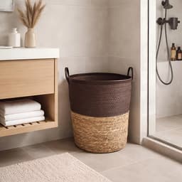 Lavandoux - Wasmand - Zeegras - Naturel en Bruin - M: Ø40 x H45 cm — thumbnail 2