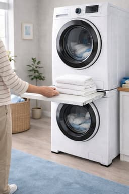 Nedis Stapelkit - Tussenstuk wasmachine en droger - Uitschuifbaar Plank - Wit — thumbnail 3